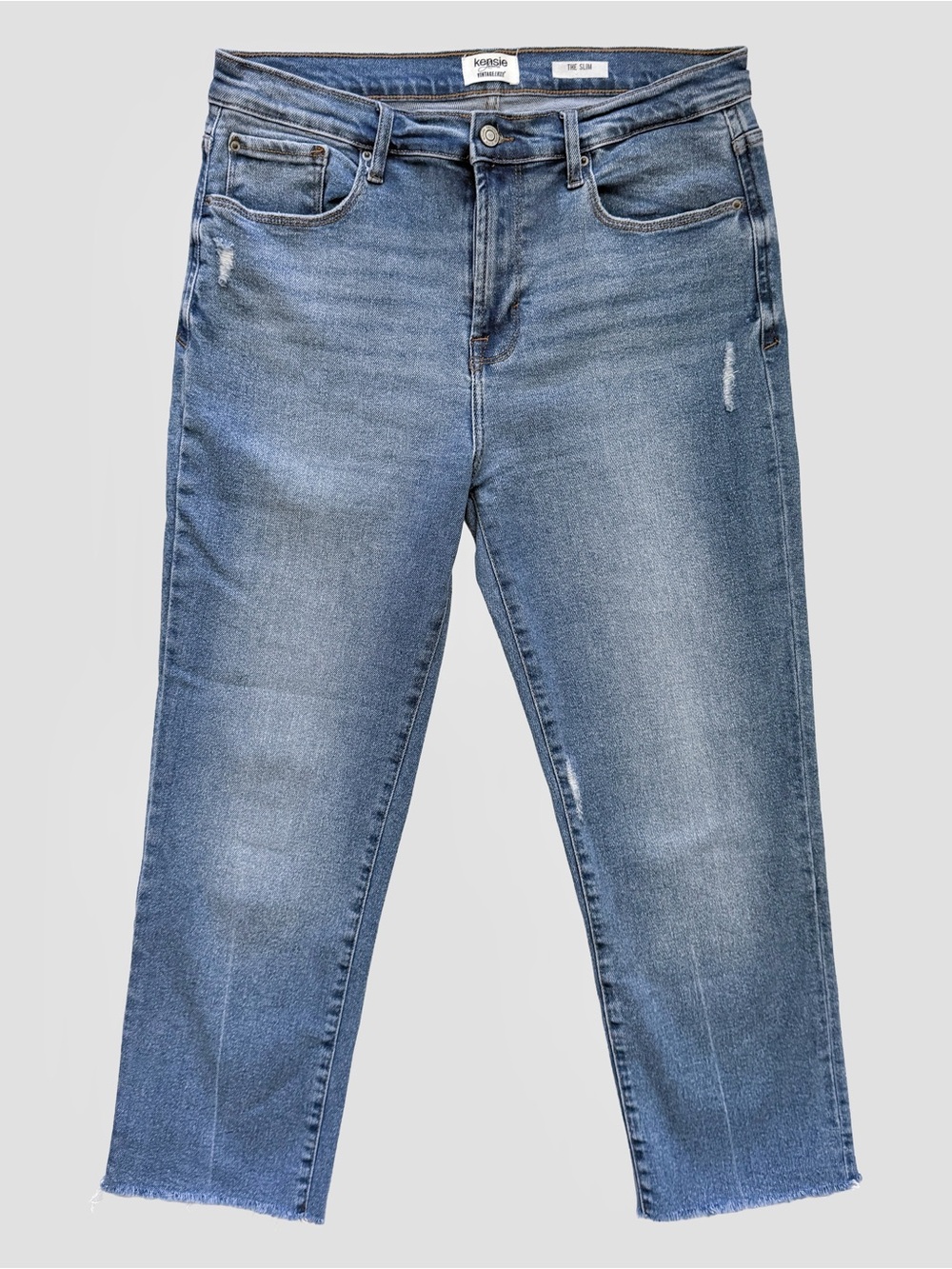 Kensie High Rise Slim Straight Cropped Jeans Women’s 12 Medium Wash
